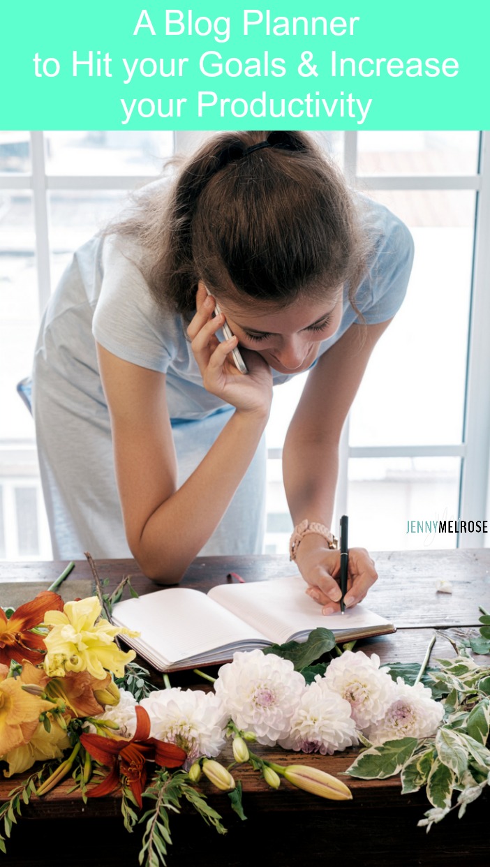 A blog planner being filled out by a girl on the phone